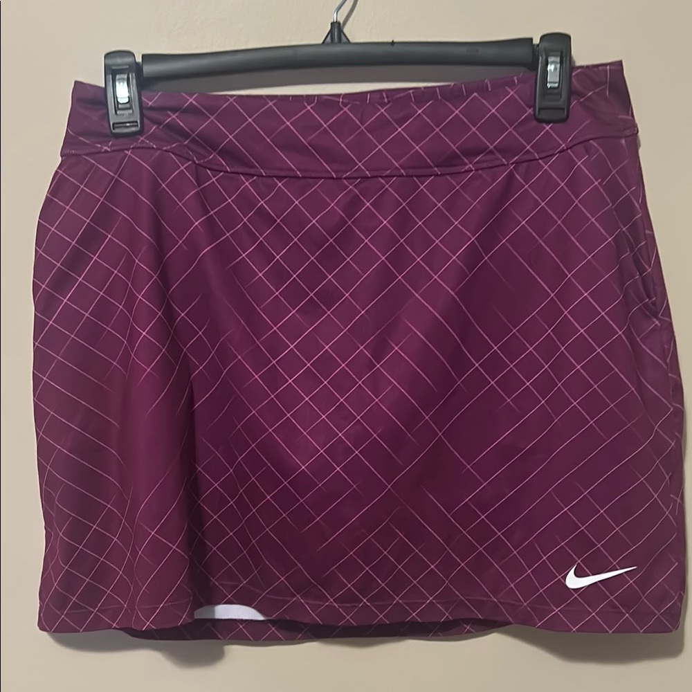 Nike Maroon Skirt with White Grid Pattern